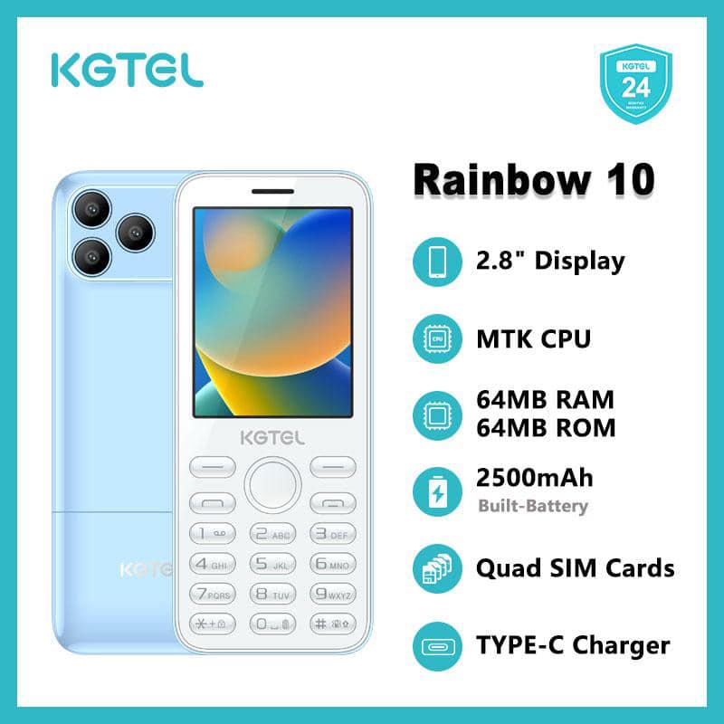 KGTEL RAINBOW 10  2500 mAh Inbuilt Battery 64MB Storage 2.8 inches  4 Sim Slim And Stylish Cell Phone