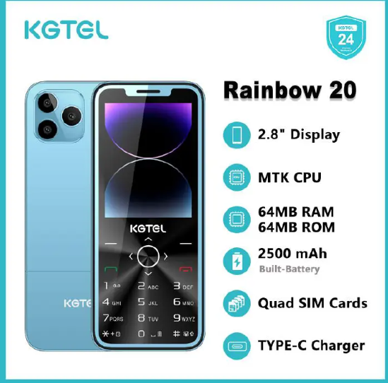 KGTEL RAINBOW 10  2500 mAh Inbuilt Battery 64MB Storage 2.8 inches  4 Sim Slim And Stylish Cell Phone
