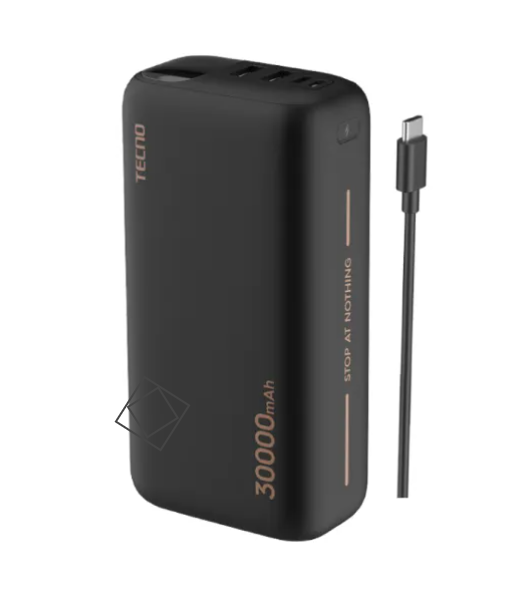 Tecno 3 Way High-Speed Charging 30000 mAh Multi-Protection Power Bank_ Black