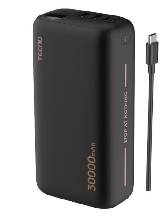 Tecno 3 Way High-Speed Charging 30000 mAh Multi-Protection Power Bank_ Black