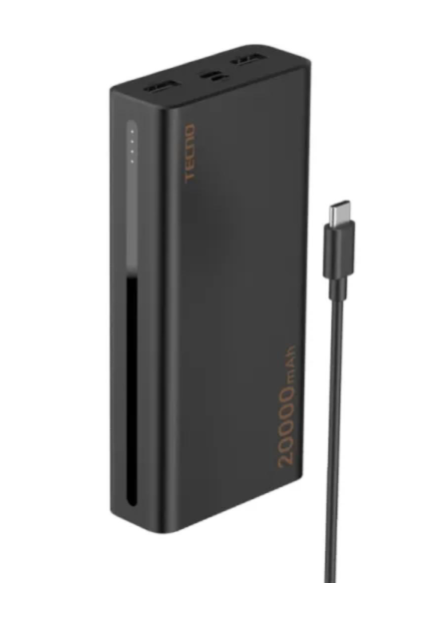 Tecno 2 Way High Speed 20000mAh Multi protection Power Bank_ Black