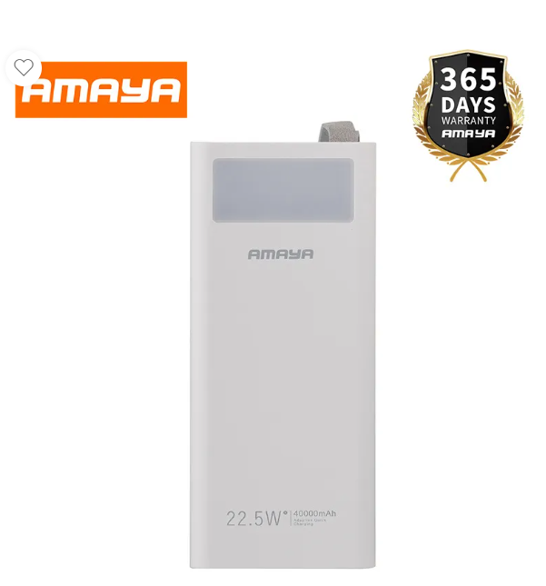 Amaya APW-04 ,40000mAh,Power Bank 22.5W Fast Charging Safe Polymer Battery, Large Capacity, Fast Charging White