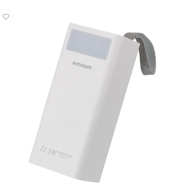 Amaya APW-04 ,40000mAh,Power Bank 22.5W Fast Charging Safe Polymer Battery, Large Capacity, Fast Charging White