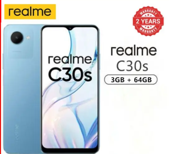 Brand New Realme C30s 3GB+64GB 6.5'' Mini-drop Fullscreen 8.5mm Ultra Slim 8MP AI Camera 3-Card Slot Side Fingerprint Unlock 5000mAh Smart Phone