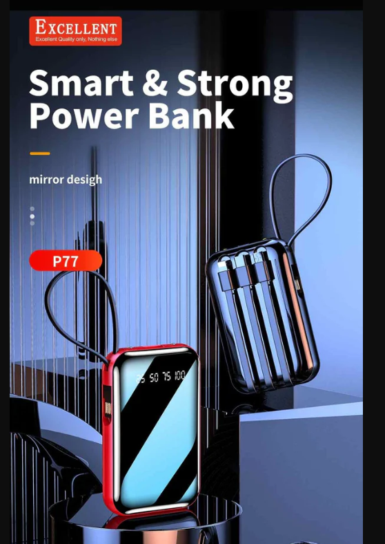Excellent 4 IN 1 Smart Strong And Portable Power Bank With 12000mah - Black