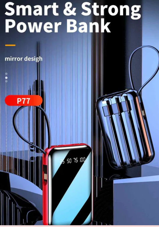 Excellent 4 IN 1 Smart Strong And Portable Power Bank With 12000mah - Black