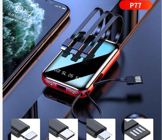 Excellent 4 IN 1 Smart Strong And Portable Power Bank With 12000mah - Black