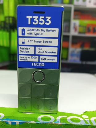 TECNO T353 3000mAh Big Battery with TYPE C Charger  2.0 Large Screen Dual SIM FM Radio Cell Phone