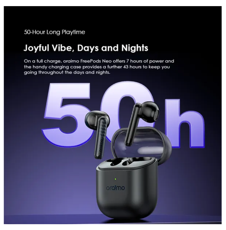 Oraimo FreePods Neo ENC True Wireless Earbuds Sound360 Spatial Audio  50-hr Long Playtime Bluetooth Earpods Earphones