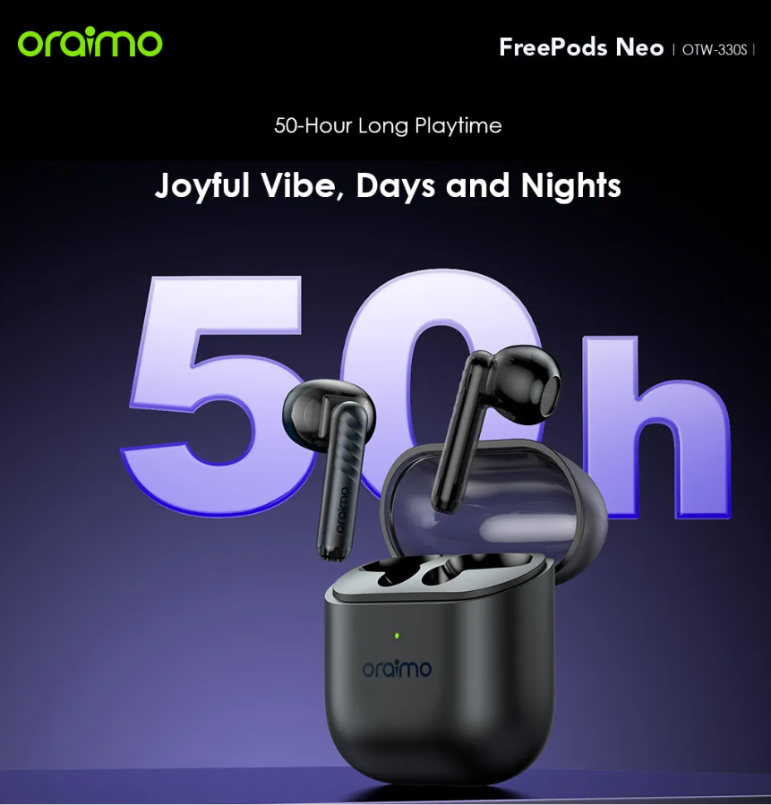 Oraimo FreePods Neo ENC True Wireless Earbuds Sound360 Spatial Audio  50-hr Long Playtime Bluetooth Earpods Earphones