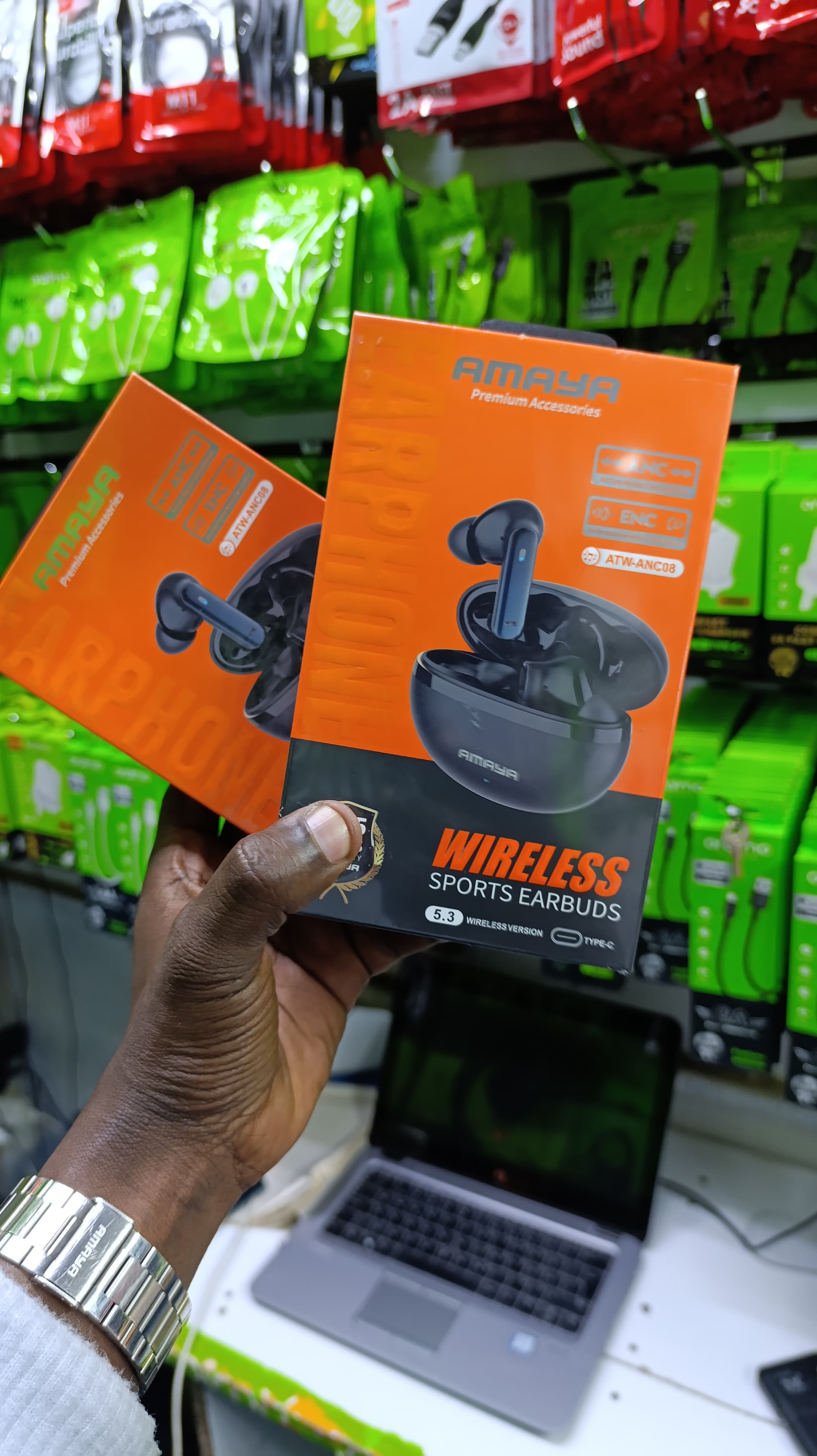 Amaya ATW-ANC08 Wireless Sports Earbuds  with Active & Environmental Noise Cancellation – 20 Hours Play Time Bluetooth Earphone with 1 Year Warranty