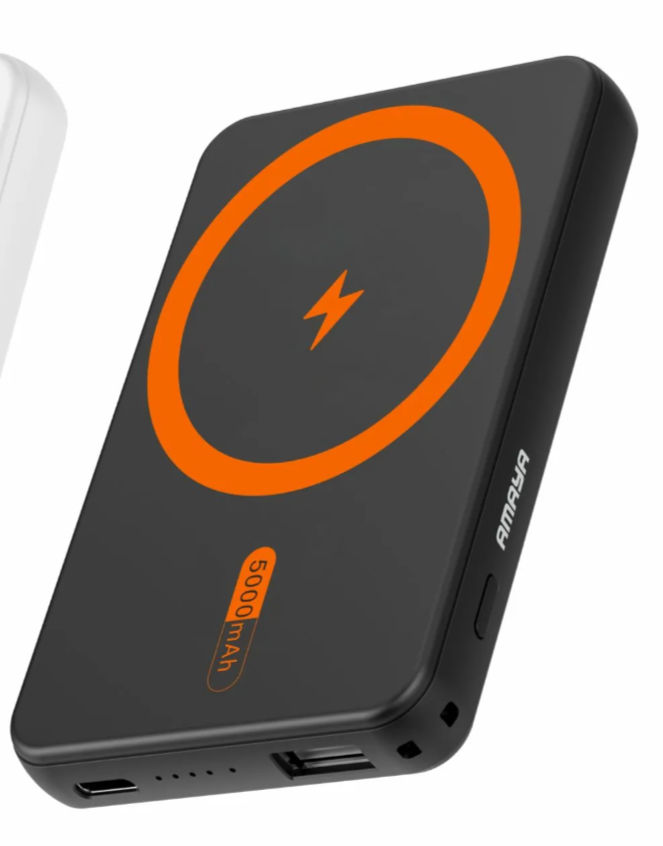 Amaya APB-W17 wireless magnetic power bank 5000mah ultra-thin 22.5W super fast charging which Features both wireless and wired charging capabilities for added versatility