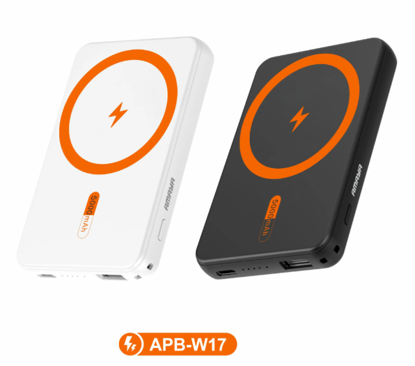 Amaya APB-W17 wireless magnetic power bank 5000mah ultra-thin 22.5W super fast charging which Features both wireless and wired charging capabilities for added versatility