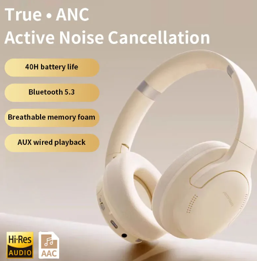Amaya AEB-H360D Active Noise Cancellation (ANC) Over-Ear Wireless Bluetooth Headphones with 40 hours battery life