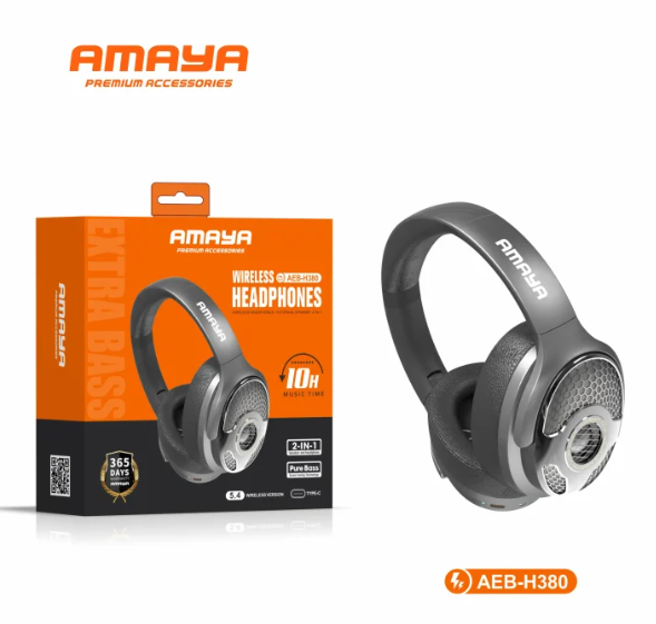 Amaya AEB-H380 wireless speaker headset with headphones 2 in 1 with headphone and speaker mode