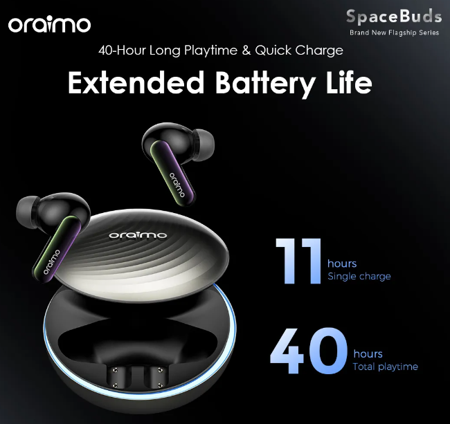 oraimo SpaceBuds Hybrid ANC True Wireless Earbuds Customized Voice Prompt Bluetooth Earphones