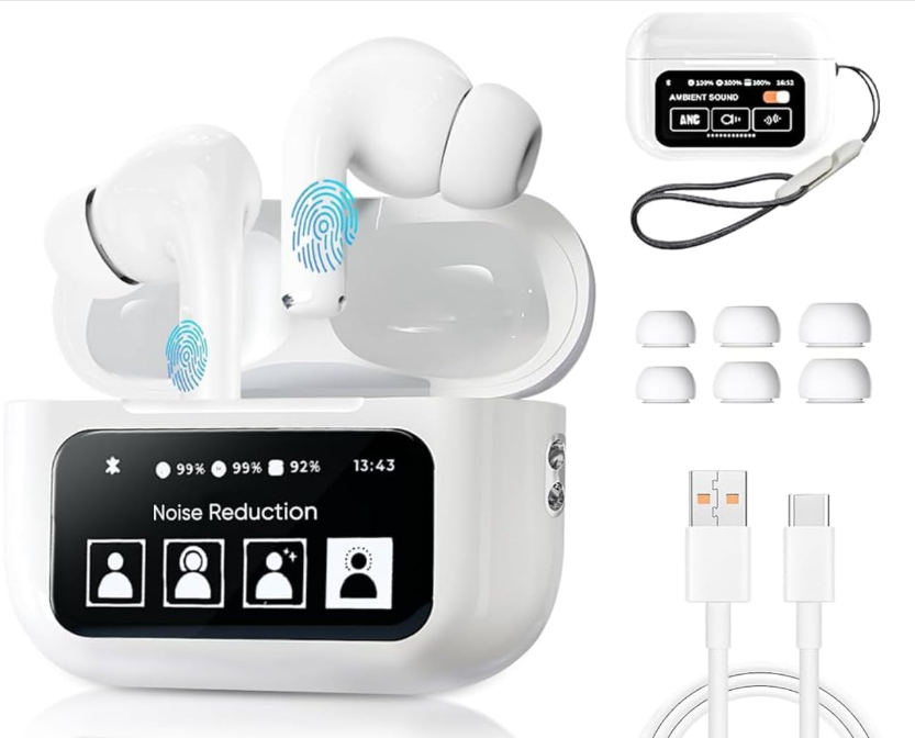 Amaya Z50 Touch Screen Earbuds Bluetooth 5.4 with ANC / ENC Noise reduction/ HD sound in calls Earbuds Wireless Bluetooth Earphones