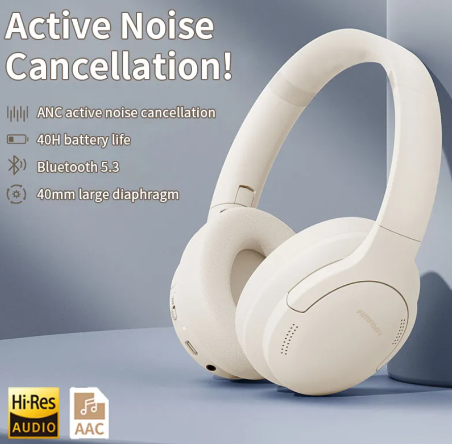 Amaya AEB-H360D Active Noise Cancellation (ANC) Over-Ear Wireless Bluetooth Headphones