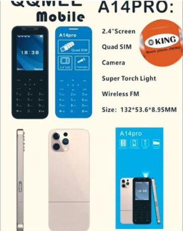 Oking A14 Pro With 4 SIM Cards Slot iPhone Design. 2300mAh Inbuilt Battery feature phones
