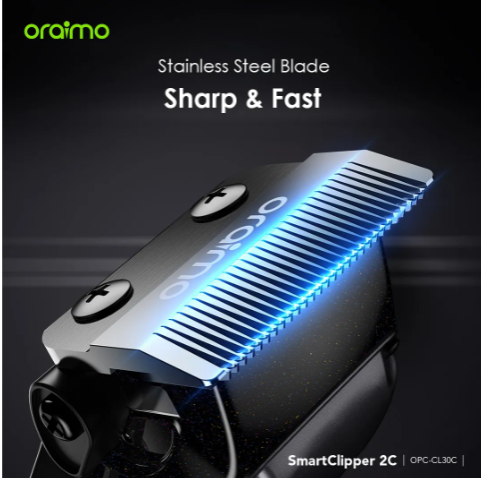 Oraimo SmartClipper 2C Professional Hair Clipper Stainless Steel Blade Adjustable to Zero Gap Precise Hair-cutting  2.5 hrs Runtime Shaving Marchine
