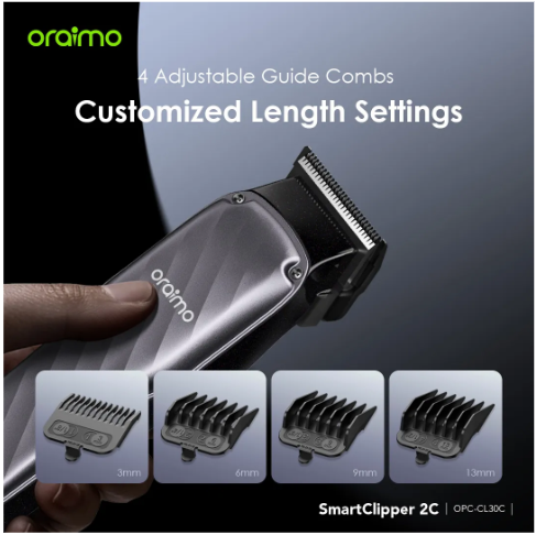 Oraimo SmartClipper 2C Professional Hair Clipper Stainless Steel Blade Adjustable to Zero Gap Precise Hair-cutting  2.5 hrs Runtime Shaving Marchine