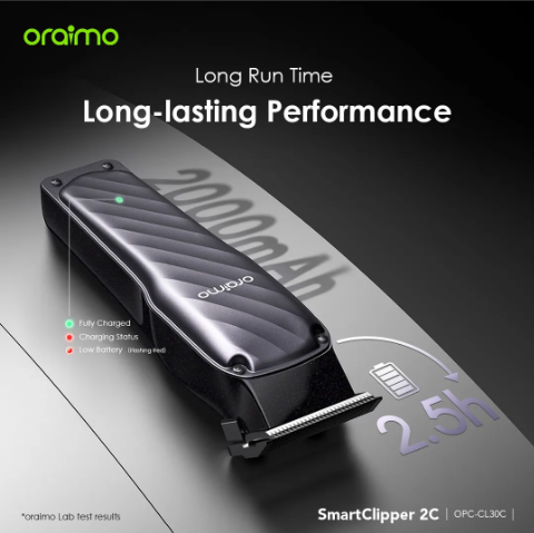 Oraimo SmartClipper 2C Professional Hair Clipper Stainless Steel Blade Adjustable to Zero Gap Precise Hair-cutting  2.5 hrs Runtime Shaving Marchine