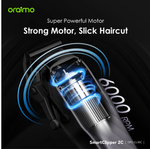 Oraimo SmartClipper 2C Professional Hair Clipper Stainless Steel Blade Adjustable to Zero Gap Precise Hair-cutting  2.5 hrs Runtime Shaving Marchine