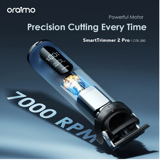 Oraimo SmartTrimmer 2 Pro 7000RPM Powerful Trimmer  Self-sharpening Blades Self-sharpening Blades 2-speed Control Trimming for All Hair Types Shaving Machine