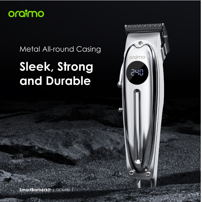 Oraimo Smart Barberkit Super Powerful Motor Barber Kit Ideal Tool Kit for Professional Barber Self-sharpening Blades Multi-functional Usage Hair Shaving Machine