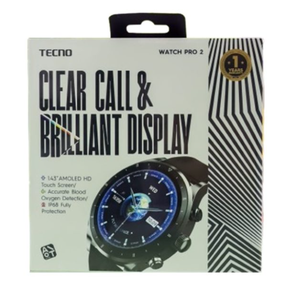 Tecno Watch Pro 2 Clear Bluetooth call 1.43'' AMOLED Screen complete healthcare Smart Watch