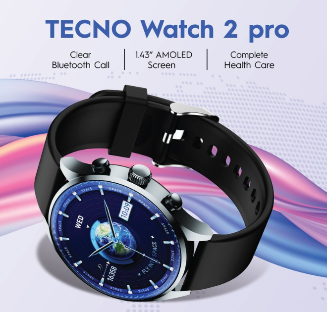 Tecno Watch Pro 2 Clear Bluetooth call 1.43'' AMOLED Screen complete healthcare Smart Watch