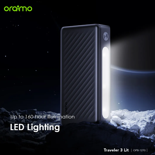 Oraimo Traveler 3 Lit 27000mAh 15W Portable Power Bank Universal Compatibility  15W Type-C IN & OUT With  LED Torch