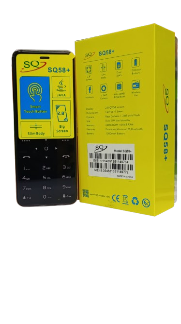 SQ 58 PLUS Slim And Smart Touch Button 64MB Wireless FM 13000mAh 2.8 Inches Screen Wireless FM Bluetooth Call Cell Featured Phones
