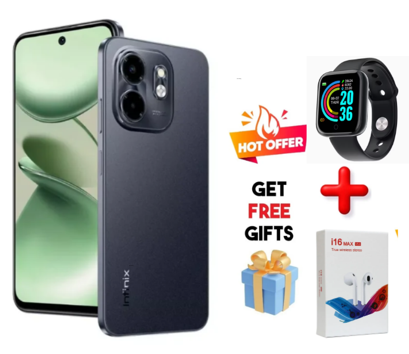 Black Friday Special Infinix SMART 9 HD 64GB + 6(3+3)GB 6.7" Display Dual Sim 4G Network IP54 Dust and Water 5000Mah Battery Capacity Type-C Charging 13MP Dual Camera Fingerprint Lock Smart Phones