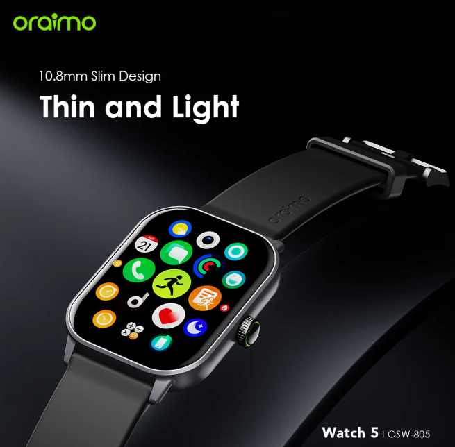 oraimo Watch 5 2.01" HD Panda Glass 1ATM Smart Watch