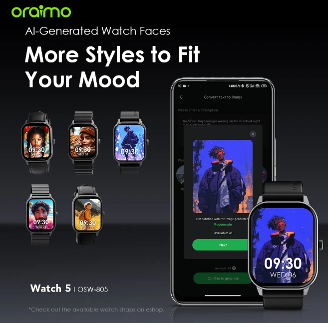 oraimo Watch 5 2.01" HD Panda Glass 1ATM Smart Watch
