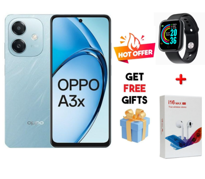 Oppo A3x 6.67-inch' 128GB or 64GB ROM 4GB RAM" Battery: 5100mAh"Dual SIM+SMARTWATCH + EARPODS. Android Smart Phone