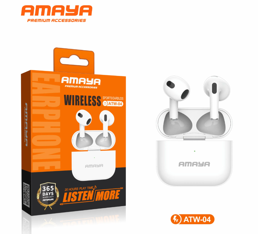 Amaya ATW-04 True Wireless Earbuds Bluetooth Earphones, Immerse Yourself in Sound.