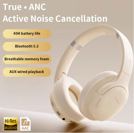 Amaya AEB-H360D Active Noise Cancellation (ANC) Over-Ear Wireless Bluetooth Headphones