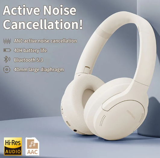 Amaya AEB-H360D Active Noise Cancellation (ANC) Over-Ear Wireless Bluetooth Headphones