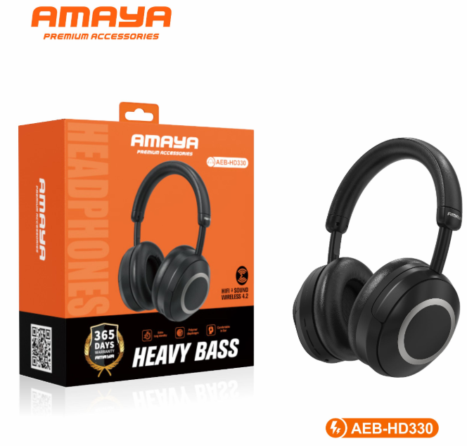 Amaya Earphones AEB-H330 Headphones Active HIFI SOUND Over-Ear Wireless Bluetooth Headphones
