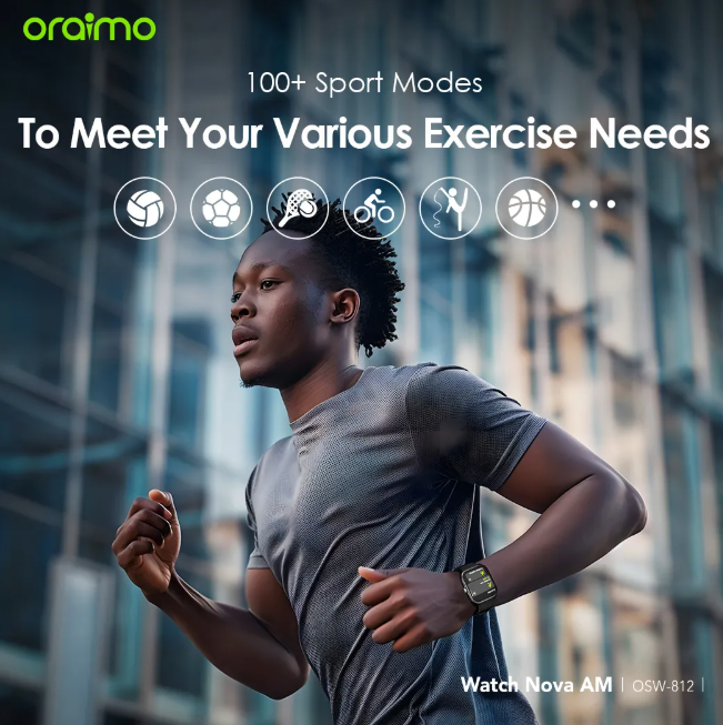 oraimo Watch Nova AM 2.01" AMOLED Screen Curved Cover Smart Watch + FREE Oraimo Earphones