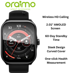 BEST QUALITY Oraimo Watch Nova AM 2.01" AMOLED Screen Curved Cover Smart Watch
