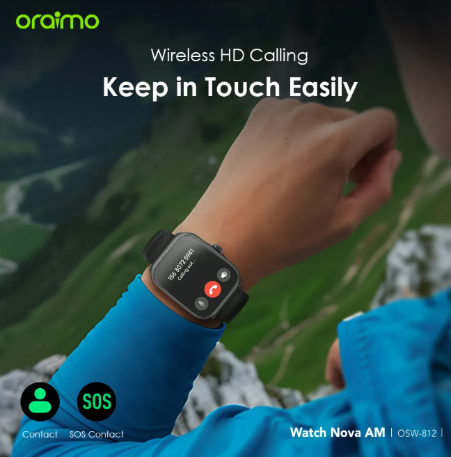 BEST QUALITY Oraimo Watch Nova AM 2.01" AMOLED Screen Curved Cover Smart Watch