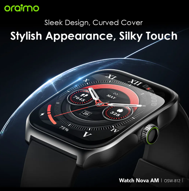 BEST QUALITY Oraimo Watch Nova AM 2.01" AMOLED Screen Curved Cover Smart Watch
