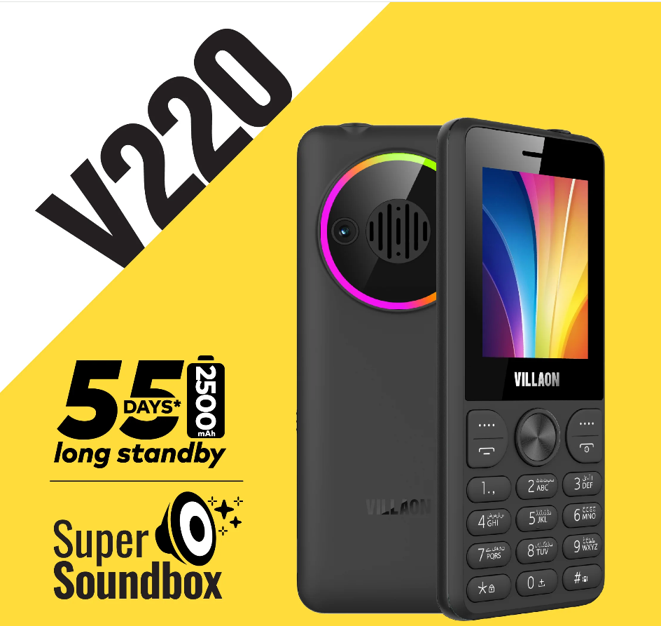 New Villaon V220 With 2500 mAh Battery, 2.4″ Display, Wireless FM Radio, 4MB ROM + 4MB RAM, Expandable Memory  up to 32 GB  Feature Phone