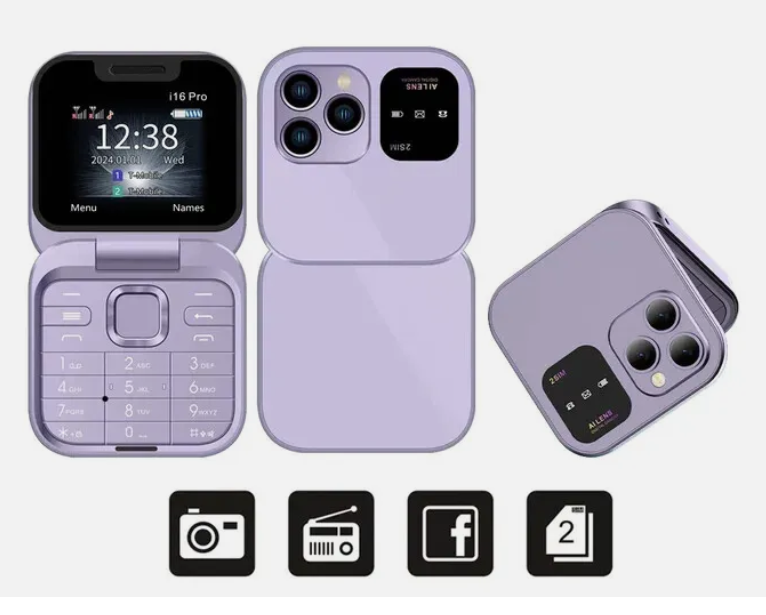 Nemojo 16Pro Mini Flip Mobile Phone 2G SIM Card Small Display Foldable Cell Phone