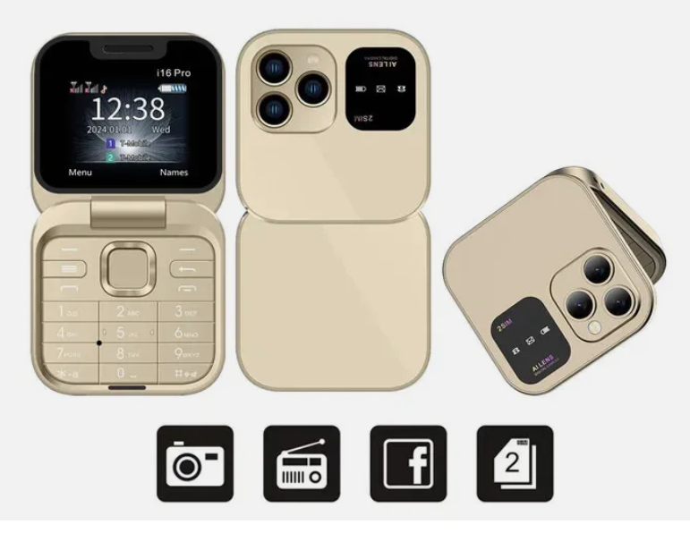 Nemojo 16Pro Mini Flip Mobile Phone 2G SIM Card Small Display Foldable Cell Phone
