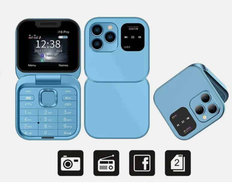 Nemojo 16Pro Mini Flip Mobile Phone 2G SIM Card Small Display Foldable Cell Phone