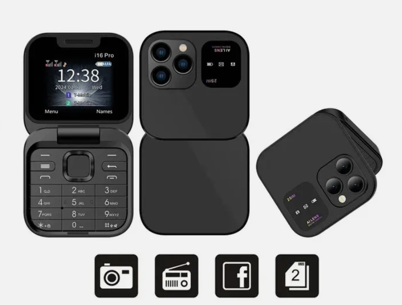 Nemojo 16Pro Mini Flip Mobile Phone 2G SIM Card Small Display Foldable Cell Phone